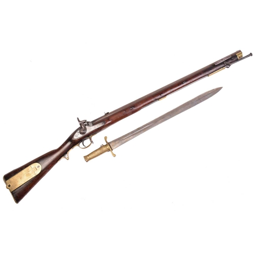 367 - A Victorian 'Brunswick' military percussion rifle and sword bayonet, the lock dated 1864 and marked ... 