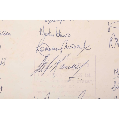 368 - 1966 England World Cup Team: a fully squad-signed gloss black and white press photograph, the (unded... 