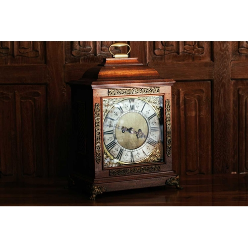 68 - A George III style mahogany mantel clock, with movement by Samuel Stone, London, eight-day striking ... 