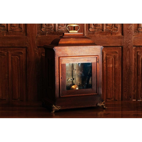 68 - A George III style mahogany mantel clock, with movement by Samuel Stone, London, eight-day striking ... 