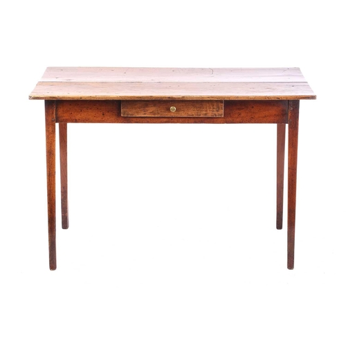 71 - A 19th century ash side table, the rectangular top over a frieze drawer on square section tapering l... 