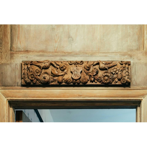 85 - A pair of 17th century oak carved panels, one dated '1675', 13 cm x 61 cm Provenance: The contents o... 