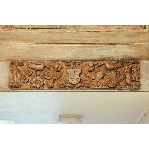 85 - A pair of 17th century oak carved panels, one dated '1675', 13 cm x 61 cm Provenance: The contents o... 