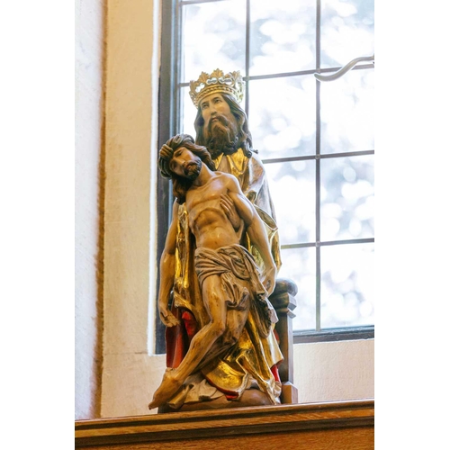 95 - A 20th century carved and painted softwood religious figure of The Holy Father holding up his crucif... 