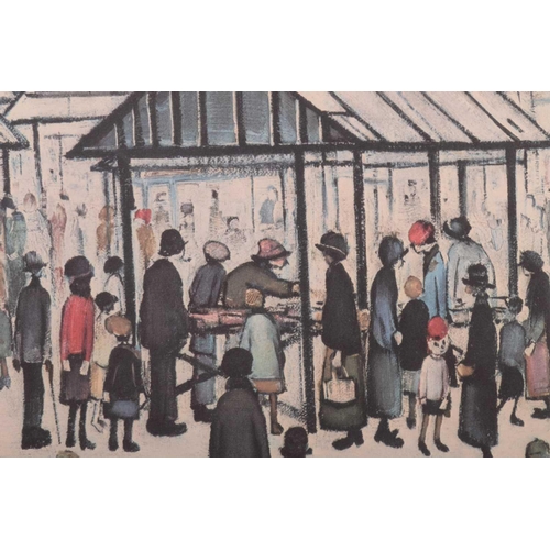 236 - † L.S. Lowry (1887 - 1976), 'Market Scene', signed in pencil, limited edition print, image 45.5 x 61... 