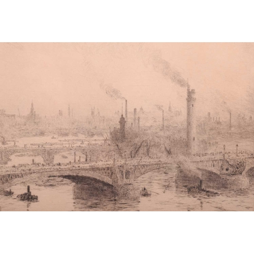 243 - William Lionel Wyllie (1851 - 1931), The River Thames with St Paul's Cathedral beyond, signed in pen... 