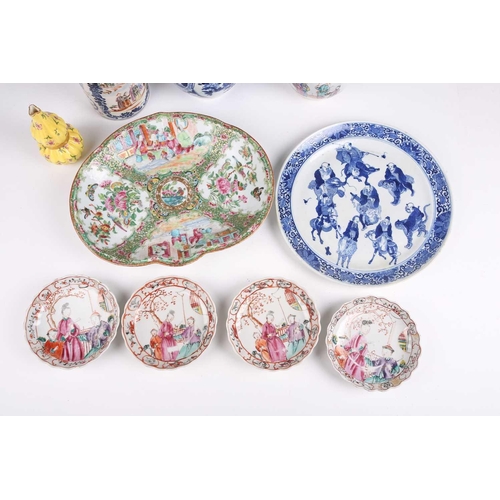 246 - A group of Chinese porcelain, including an 18th-century Famile Rose bullet teapot and cover, 20 cm w... 