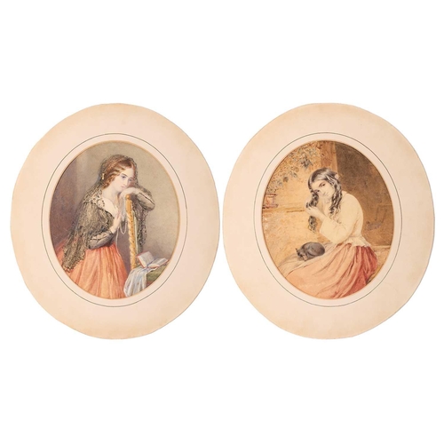 22 - Attributed to Joshua Cristall (1767-1847), a pair of half-length portraits of young ladies, unsigned... 