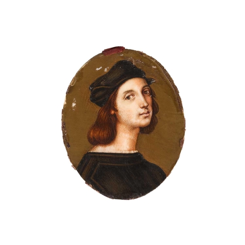 247 - Giovani Fanciullacci, after Raphael's self-portrait as a youth, 19th century, painted on an oval ivo... 