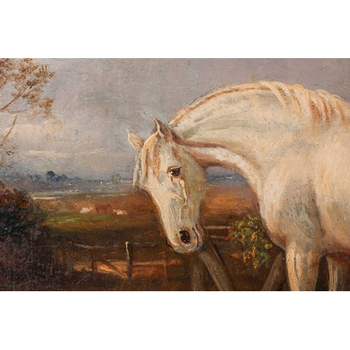 28 - Follower of John Frederick Herring Junior (1815-1907), two horses in a farmyard, with pigs and fowl ... 