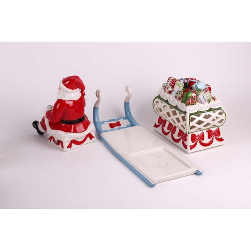 294 - A Villeroy and Bosch hand-painted Christmas set, comprising of a Father Christmas music box that pla... 