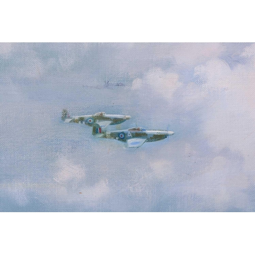 32 - † Frank Wootton (1914-1998), 'Operation Overlord - D-Day June 6th 1944', Spitfire in flight, signed ... 