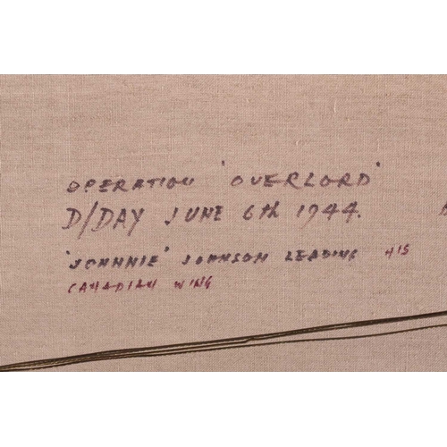 32 - † Frank Wootton (1914-1998), 'Operation Overlord - D-Day June 6th 1944', Spitfire in flight, signed ... 