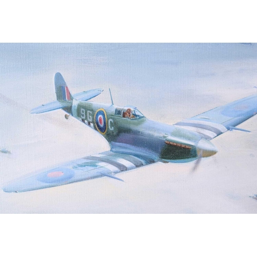 32 - † Frank Wootton (1914-1998), 'Operation Overlord - D-Day June 6th 1944', Spitfire in flight, signed ... 