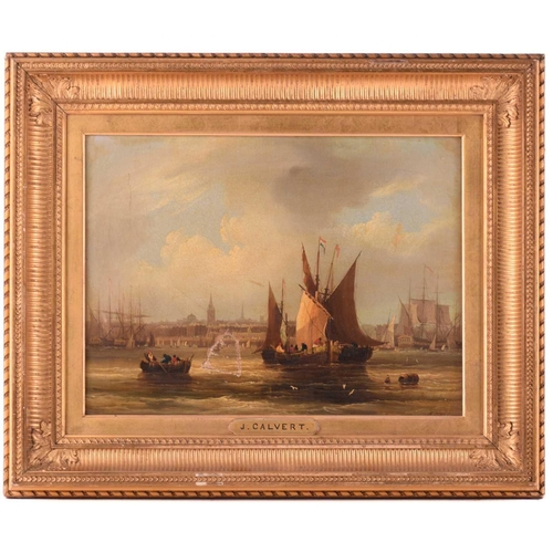 34 - Frederick Calvert (c.1785 - c.1845), Coastal shipping on choppy waters and shipping in harbour - a p... 