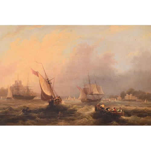 34 - Frederick Calvert (c.1785 - c.1845), Coastal shipping on choppy waters and shipping in harbour - a p... 