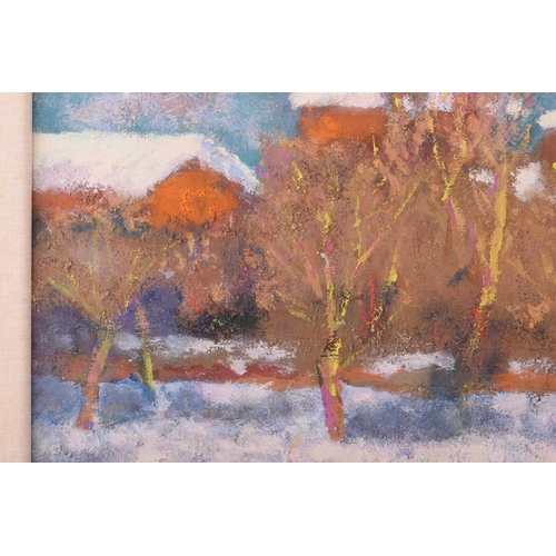 41 - Arseny Vlasov (1914 - 1997) Russian, Winter Buildings, unsigned, oil on board, 50.5 cm x 71 cm, glaz... 