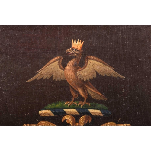 48 - 19th century British School, Armorial coat of arms depicting a trebuchet, oil on panel, 17 x 14.5 cm... 