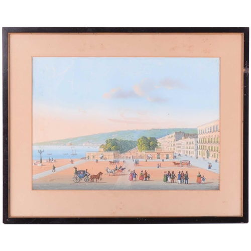 56 - 19th century Neapolitan School, La Villa Reale Naples, unsigned, gouache, 30cm x 50cm, framed and gl... 