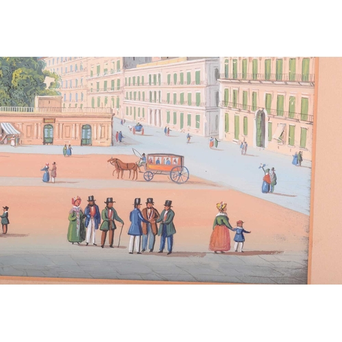 56 - 19th century Neapolitan School, La Villa Reale Naples, unsigned, gouache, 30cm x 50cm, framed and gl... 