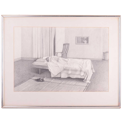 62 - † David Pugh Evans (1942 - 2020), A Large Room and a Bed, signed, pencil on paper, 39 x 57 cm, frame... 