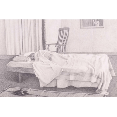 62 - † David Pugh Evans (1942 - 2020), A Large Room and a Bed, signed, pencil on paper, 39 x 57 cm, frame... 