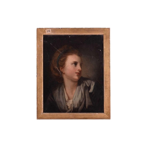 8 - Manner of Jean-Baptiste Greuze (1725 - 1805) French, portrait of a girl with a blue ribbon in her ha... 