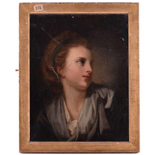 8 - Manner of Jean-Baptiste Greuze (1725 - 1805) French, portrait of a girl with a blue ribbon in her ha... 