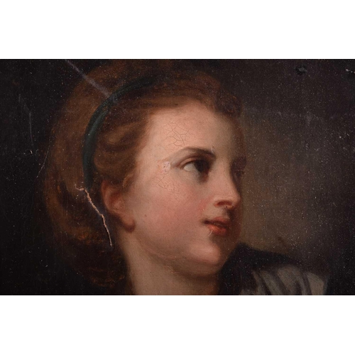 8 - Manner of Jean-Baptiste Greuze (1725 - 1805) French, portrait of a girl with a blue ribbon in her ha... 