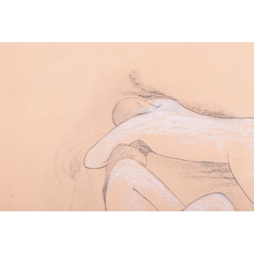 86 - † Bryan Organ (b. 1935), Two reclining figures on a cube, unsigned, pencil and pastel, 55 x 75 cm, f... 