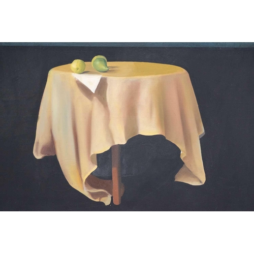 93 - † David Evans (20th century), 'No.9 The Table', large oil on canvas, 123 cm x 122 cm in a contempora... 