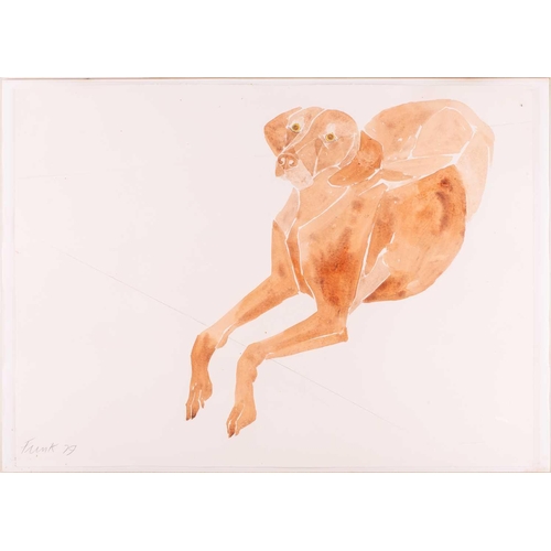 96 - † Dame Elisabeth Frink (1930 - 1993), Study of the Artist's dog or 'Lying Down Dog', signed and date... 