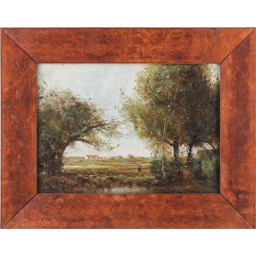 10 - T. Mathieson, (20th Century), figures in landscapes - a pair, signed, oil on board, 24.5 x 34.5 cm, ... 