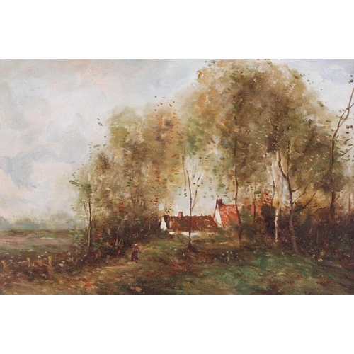 10 - T. Mathieson, (20th Century), figures in landscapes - a pair, signed, oil on board, 24.5 x 34.5 cm, ... 