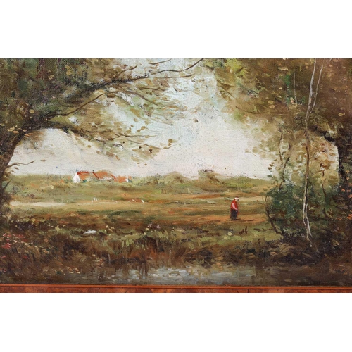 10 - T. Mathieson, (20th Century), figures in landscapes - a pair, signed, oil on board, 24.5 x 34.5 cm, ... 