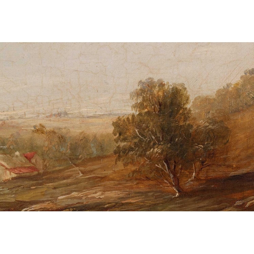 12 - John Berney Ladbrooke (1803-1879), travellers beside a river, unsigned, oil on canvas, 44 cm x 67 cm... 