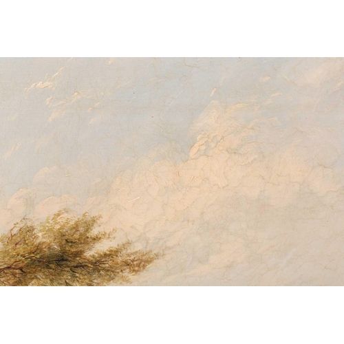 12 - John Berney Ladbrooke (1803-1879), travellers beside a river, unsigned, oil on canvas, 44 cm x 67 cm... 