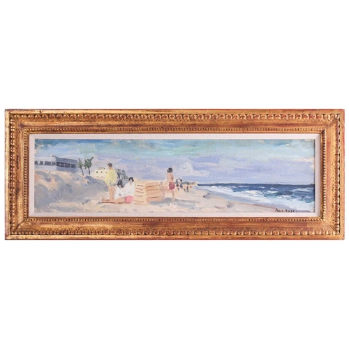 13 - Paul Lucien Maze (1887 - 1979), French, Children on a beach (1954), Fishers Island USA, signed, oil ... 