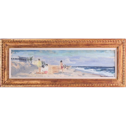 13 - Paul Lucien Maze (1887 - 1979), French, Children on a beach (1954), Fishers Island USA, signed, oil ... 
