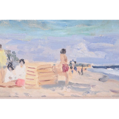 13 - Paul Lucien Maze (1887 - 1979), French, Children on a beach (1954), Fishers Island USA, signed, oil ... 