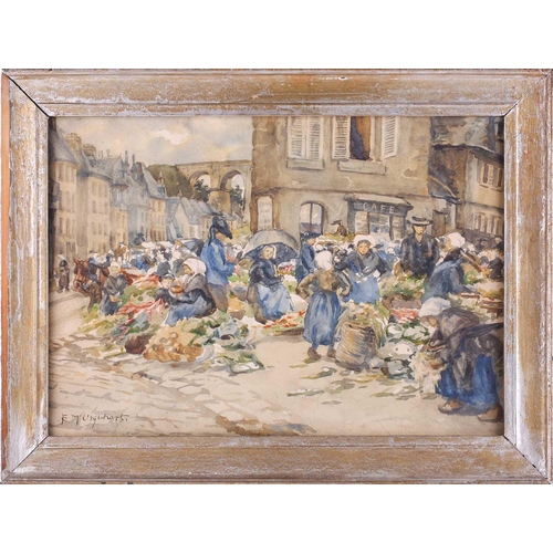 15 - Edith Mary Urquhart (1874-1945) Scottish, Market at Morlaix, signed, watercolour, 35 x 49.5 cm, fram... 
