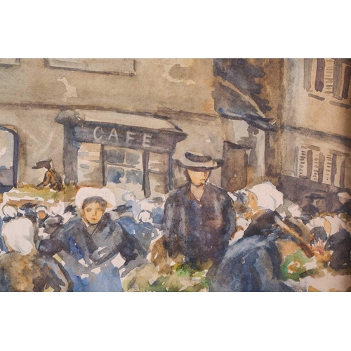 15 - Edith Mary Urquhart (1874-1945) Scottish, Market at Morlaix, signed, watercolour, 35 x 49.5 cm, fram... 