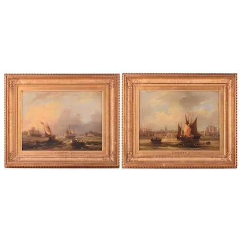 18 - Frederick Calvert (c.1785 - c.1845), Coastal shipping on choppy waters and shipping in harbour - a p... 