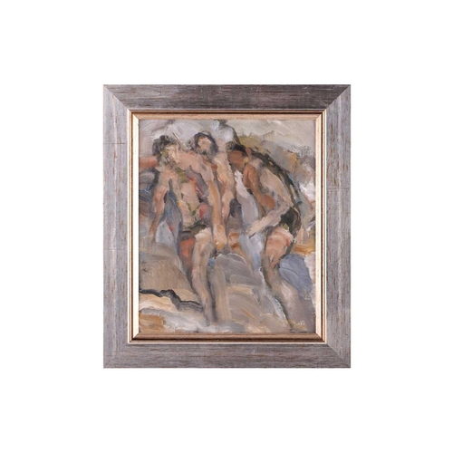 25 - † Robert Medley (1905-1994) 'Bathers', unsigned, labelled verso, oil on board, 30.5 x 25.5 cm, frame... 