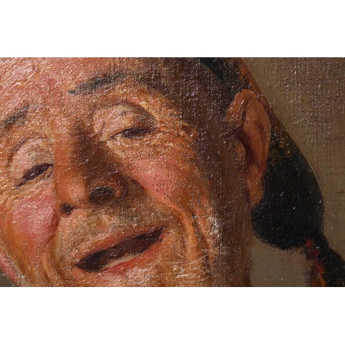 28 - A.P. Lunedi (19th century Italian), portrait of an elderly craftsman with a glass of wine, signed to... 