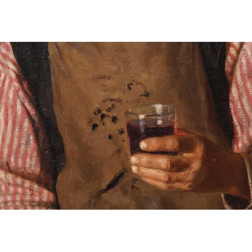 28 - A.P. Lunedi (19th century Italian), portrait of an elderly craftsman with a glass of wine, signed to... 