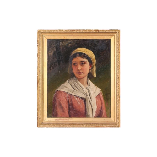 3 - Charles Sillem Lidderdale (1831 - 1895), portrait of a lady wearing a white scarf, monogrammed, oil ... 