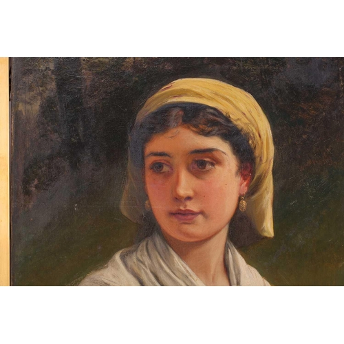 3 - Charles Sillem Lidderdale (1831 - 1895), portrait of a lady wearing a white scarf, monogrammed, oil ... 