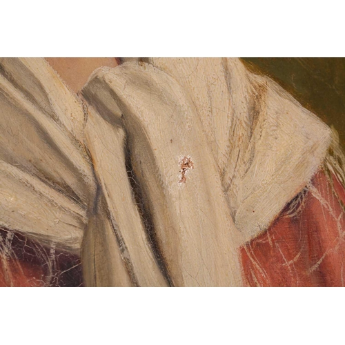 3 - Charles Sillem Lidderdale (1831 - 1895), portrait of a lady wearing a white scarf, monogrammed, oil ... 