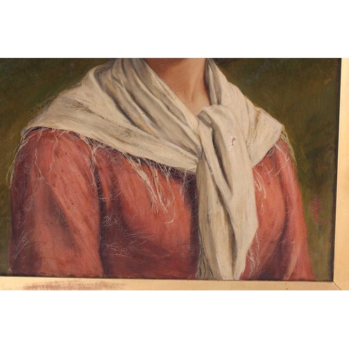 3 - Charles Sillem Lidderdale (1831 - 1895), portrait of a lady wearing a white scarf, monogrammed, oil ... 
